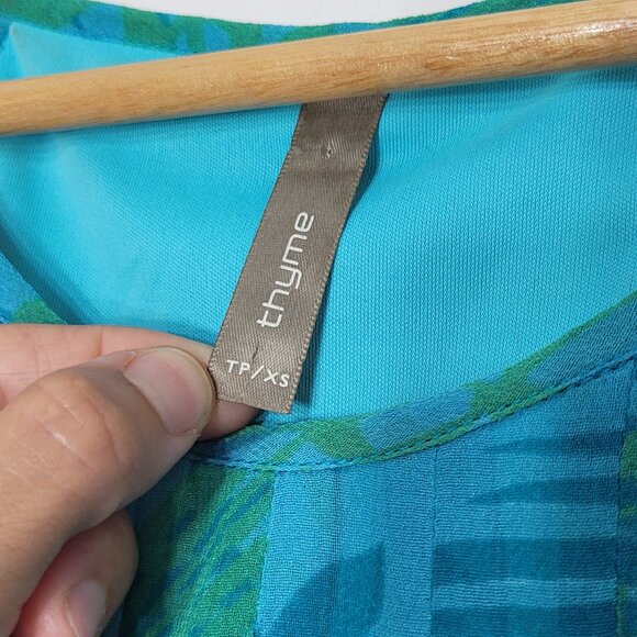 Thyme Maternity Teal & Green Floral Sleeveless Spaghetti Straps Tank Top Size XS - Picture 4 of 8